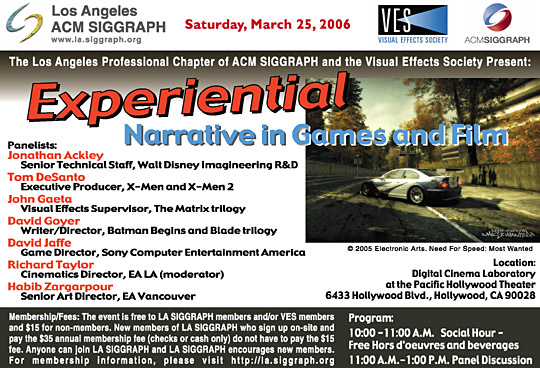 Experiential Narrative in Games and Film postcard