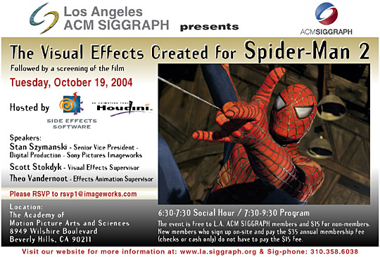 Visual Effects Create for "Spider-Man 2" postcard
